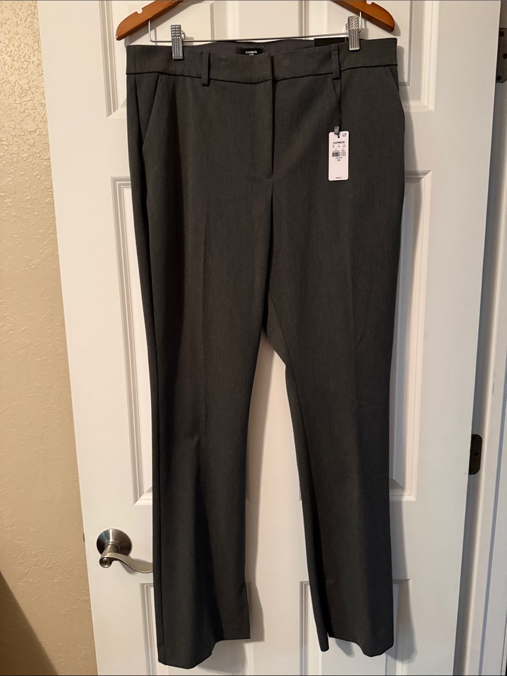 Express Women's Gray Straight-Leg Skyscraper Trousers